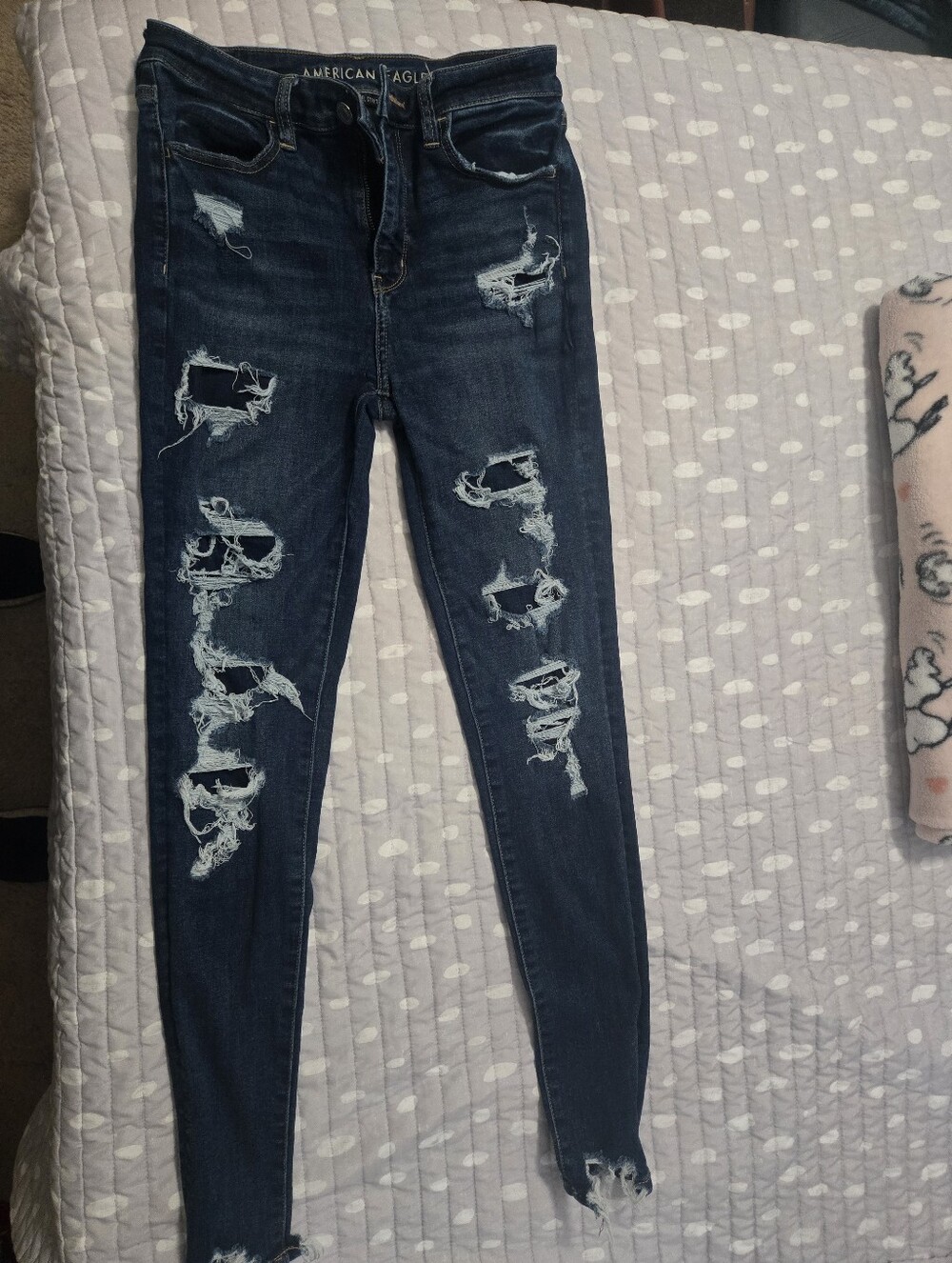 American Eagle Outfitters Dark Blue Distressed Skinny Jeans
